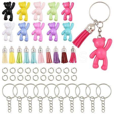 DIY Acrylic Bear Pendant Keychian Making Kits DIY-YW0013-17-1