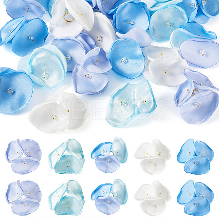 20Pcs 5 Style Silk Artificial Rose Flower Pendant PALLOY-TA00202-1