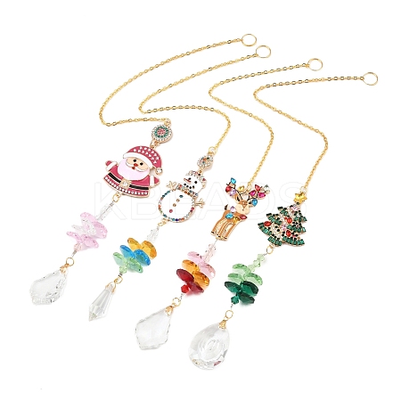 4Pcs Christmas Rhinestones with Crystals Pendant Decoration HJEW-Z008-01G-1