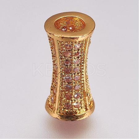 Brass Micro Pave Cubic Zirconia Beads ZIRC-G087-29G-1