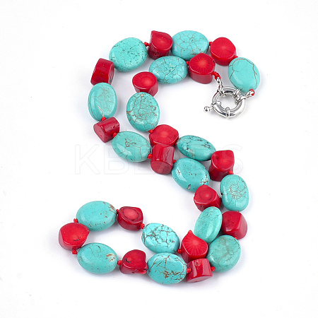 Synthetic Coral Beaded Necklaces NJEW-S414-49-1