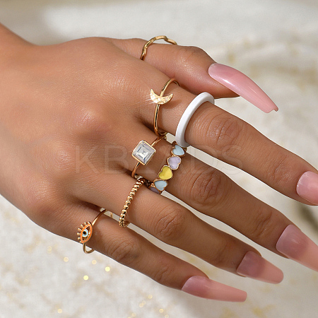 Elegant Vintage 6-Piece Set of Fashionable Simple Gold-Plated Rings for Women MJ7517-1