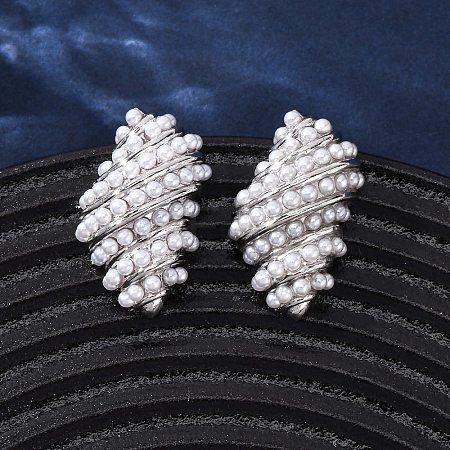 Brass Conch Stud Earrings EJEW-H165-01C-P-1