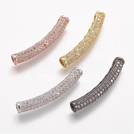 Brass Micro Pave Cubic Zirconia Tube Beads ZIRC-N025-60-1
