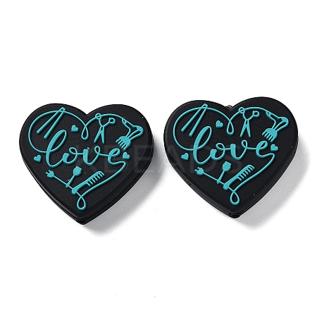 Food Grade Heart with Word Love Silicone Focal Beads LS-SIL-NH0001-01C-1
