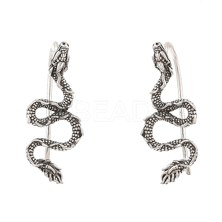 Antique Silver 316 Surgical Stainless Steel Dangle Earrings EJEW-D096-06D-AS-1