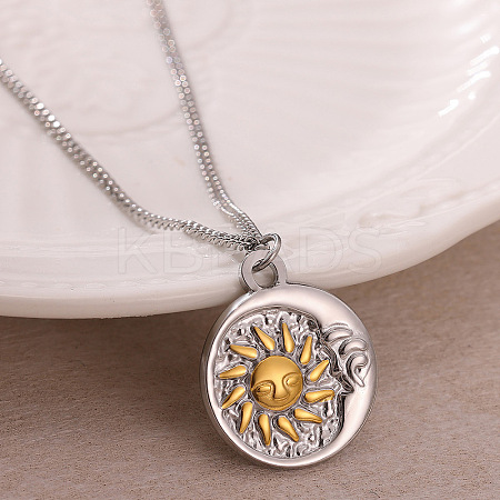Duo Tone 304 Stainless Steel Pendant Necklaces WG7CB52-01-1