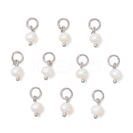 Natural Cultured Freshwater Pearl Potato Charms PALLOY-JF04505-02-1