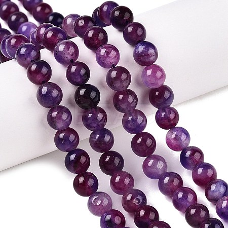 Dyed Natural White Jade Beads Strands G-T138-8mm-210-12-1