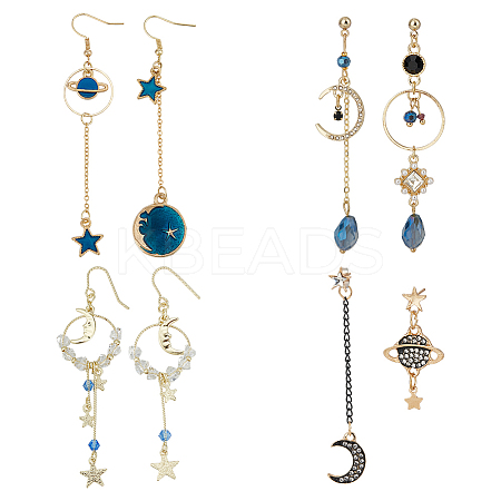 4 Set 4 Style Alloy Dangle Earrings & Stud Earrings EJEW-AN0004-88-1