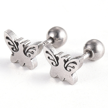 Tarnish Resistant 201 Stainless Steel Barbell Cartilage Earrings EJEW-R147-20-1