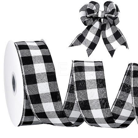 Polyester Tartan Wired Ribbon OCOR-WH0077-087A-1
