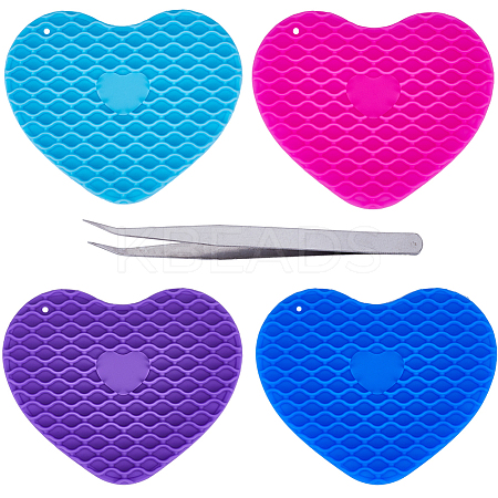 4Pcs 4 Colors Silicone Hot Resistant Cup Mats AJEW-GF0008-28B-1