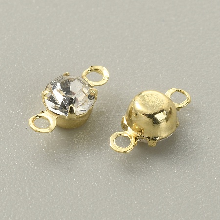Brass Clear Cubic Zirconia Connector Charms RB-WH0005-002B-KCG-1