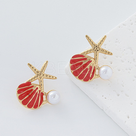Ocean Theme 304 Stainless Steel Enamel Stud Earrings for Women MF2058-3-1