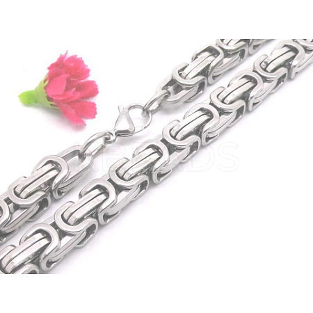 Non-Tarnish 201 Stainless Steel Byzantine Chain Necklaces LS-NJEW-V0292-03-1