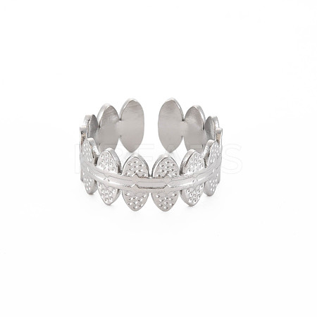 Non-Tarnish 304 Stainless Steel Oval Wrap Open Cuff Ring for Women RJEW-S405-153P-1
