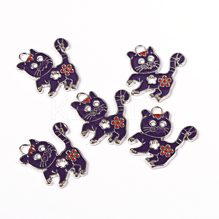 Alloy Enamel Kitten Pendants ENAM-P033-3-1
