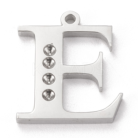 Tarnish Resistant 304 Stainless Steel Letter Pendant Rhinestone Settings STAS-J028-01E-1