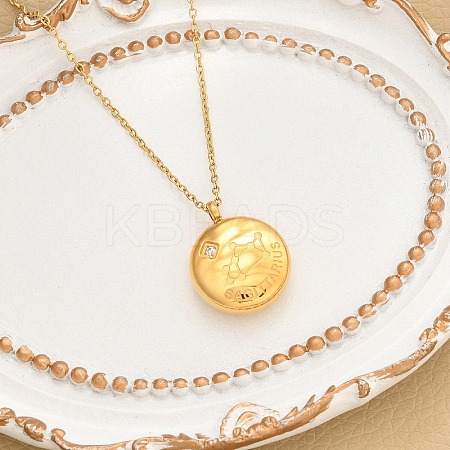 304 Stainless Steel Clear Cubic Zirconia Constellation Pendant Necklaces NJEW-R021-02G-05-1