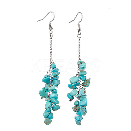 Synthetic Turquoise Chips Cluster Earrings EJEW-JE05837-1