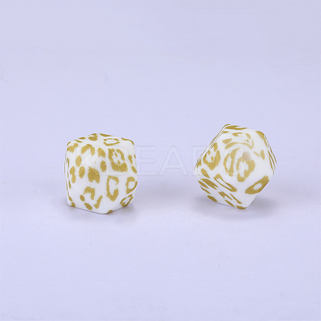 Colorful Pattern Printed Silicone Beads SI-JX0022A-13-1