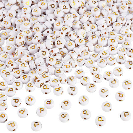 500Pcs Plating Acrylic Beads PACR-TADJ0001-01P-1