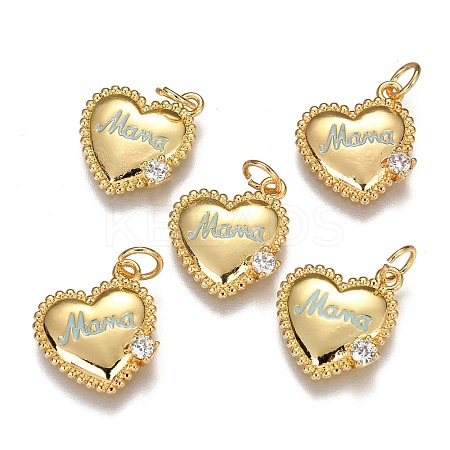 Brass Micro Pave Clear Cubic Zirconia Charms LS-ZIRC-B002-36G-C-1