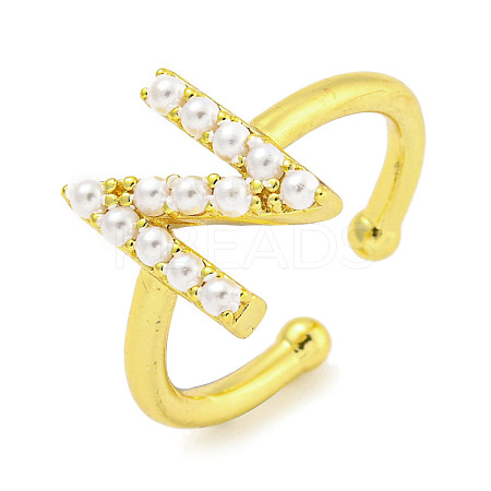 Rack Plating Brass Open Cuff Rings for Women RJEW-F162-01G-N-1