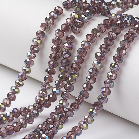Electroplate Transparent Glass Beads Strands EGLA-A034-T8mm-S08-1