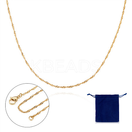 Brass Singapore Chain Necklace NJEW-TA0001-17-1