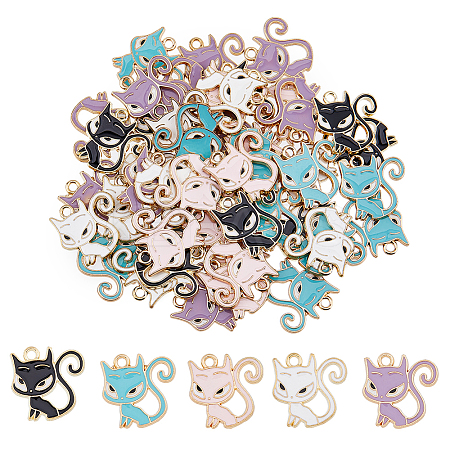 40PCS 5Colors Alloy with Enamal Pendants PALLOY-DC0001-66-1