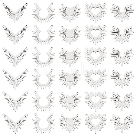 30Pcs 5 Styles Anti-Tarnish 201 Stainless Steel Pendants STAS-UN0062-07P-1