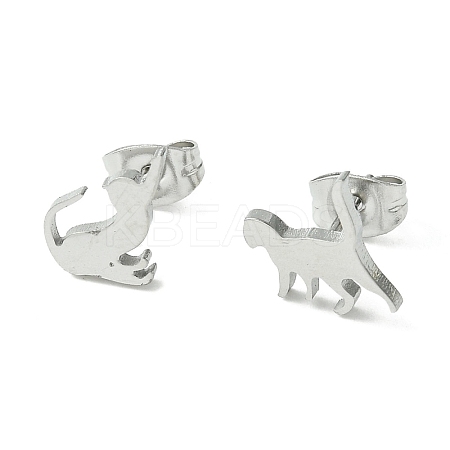 Non-Tarnish Cute Little Animal Theme 304 Stainless Steel Stud Earrings EJEW-B041-02D-P-1