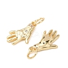 Brass Micro Pave Clear Cubic Zirconia Charms KK-D019-22G-2