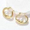 304 Stainless Steel & ABS Plastic Imitation Pearl Huggie Hoop Earrings EJEW-S253-24G-3