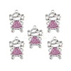 Brass Micro Pave Camellia Cubic Zirconia Pendants KK-E068-VF257-4