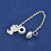 Brass Pave Clear Cubic Zirconia European Safety Chains with Charms KK-L236-16E-S-2