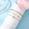 304 Stainless Steel Heart & Natural Morganite Nuggets Link Chain 3 Layer Stackable Necklaces BJEW-JB12459-03-3
