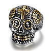 Two Tone Stainless Steel Skull Finger Ring PW-WG85306-05-1