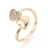 Brass Micro Pave Cubic Zirconia Cuff Rings for Women KK-T071-63G-4
