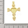 Rack Plating Brass Micro Pave Cubic Zirconia Heart Shape Virgin Mary Cross Pendant KK-S380-44F-G-3