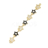 Brass Micro Pave Clear Cubic Zirconia 7 Star Links Connector Charms KK-H539-16G-2