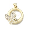 Brass Micro Pave Clear Cubic Zirconia Pendants KK-V010-17G-1