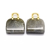 Natural Labradorite Brass Pendants KK-E274-01G-04-2