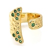 Fishtail Rack Plating Brass Micro Pave Cubic Zirconia Open Cuff Rings for Women RJEW-M022-06G-02-2