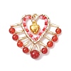 Natural Carnelian(Dyed & Heated) & Glass Seed Beads Pendants PALLOY-MZ00444-02-1