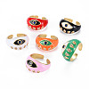 Brass Micro Pave Colorful Cubic Zirconia Cuff Rings RJEW-S044-158-NF-1