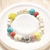 Porcelain Beads & Synthetic Howlite Beads Stretch Bracelets for Women BJEW-D307-02C-4
