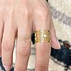 Hollow Out Flower 304 Stainless Steel with Natural Shell Cuff Open Rings for Women FS-WGFCCCD-01-3